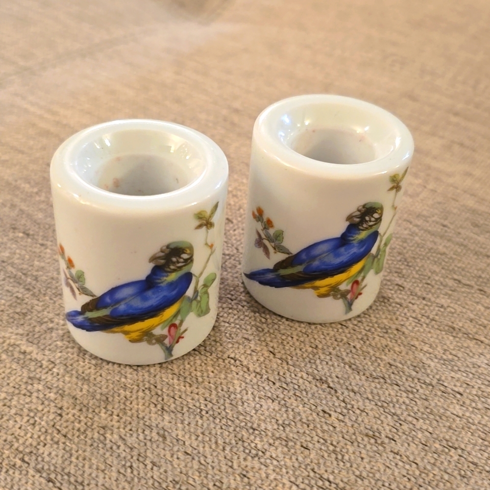 Ceramic Blue Bird Made in West Germany Taper Candleholders by Funny Design